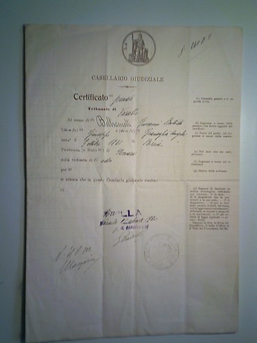 Documento legale casellario - documento, "casellario