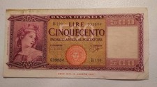1961 italy 500 lire note - 1961,