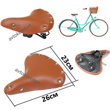 Sella morbida vintage in pelle marrone larga con molle bici bicicletta cruiser
