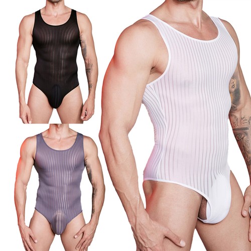 Body uomo trasparente righe - body,