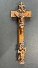 Bellissimo antico reliquiario crocifisso in legno intagliato, XVIII secolo