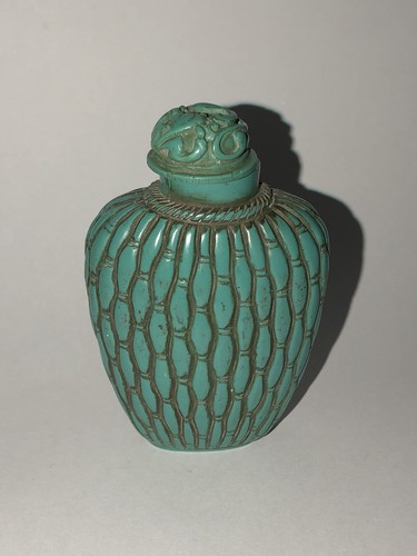 Turquoise carved snuff bottle - turquoise,