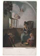 arte in cartolina - Fr. Schmid Breitenbach - nonna lavoro maglia nipote bambola
