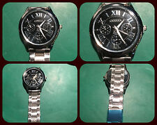 OROLOGIO DA POLSO UOMO IN ACCIAIO LEGGERO QUADRANTE NERO CON NUMERO ROMANI