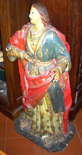 SICILIA antica SANTA policroma gran scultura statua legno cartapesta dipinta'700