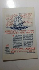 CARTOLINA PUBBLICITARIA FIERA DEL LEVANTE BARI 1930-VG-FP ANNULLO X LIVORNO-