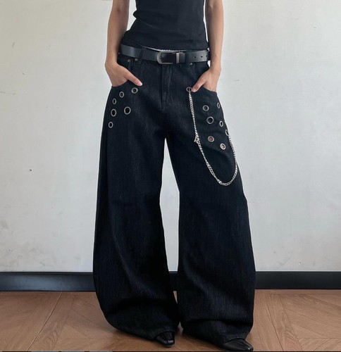 Jeans uomo denim nero decoro