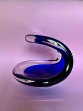 Scultura in vetro sommerso blu Murano Anni 70/80