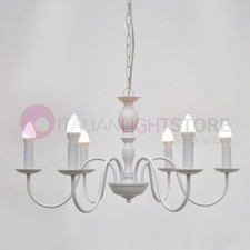 AFRODITE Lampadario Candelabro a 6 Bracci Bianco Stile Provenzale