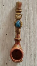 Vintage Pipa in terracotta con gufo che muove gli occhi anni 50