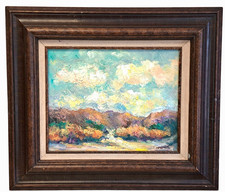 Dipinto Olio Paesaggio Viola