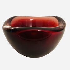 🟠 Elegante svuotatasche in vetro di Murano colore burgunda anni 70