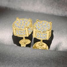 14K Placcato Oro Giallo 1.50Ct Taglio Rotondo Diamanti Finti Grappolo Orecchini