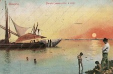 1915 VENEZIA Barche pescareccie a vela bambini Cartolina colorata