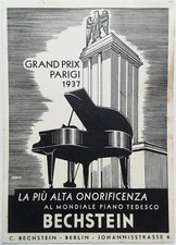CARTOLINA PUBBLICITARIA BECHSTEIN PARIGI GRAND PRIX CECCHERINI PIANOFORTE ROMA