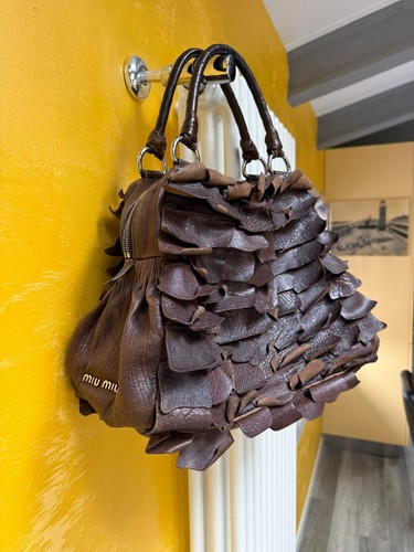 Borsa pelle marrone miu - marrone,
