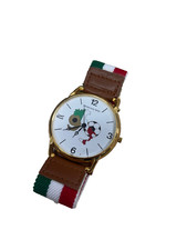 OROLOGIO COMMEMORATIVO MONDIALI ITALIA 90'S QUARZO CINTURINO TESSUTO ELESTAM
