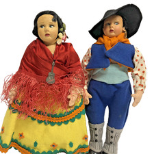 Coppia bambole folk tipo Lenci