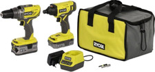 Kit trapano elettrico a percussione 18V + avvitatore ad impulsi a batteria Ryobi