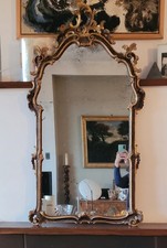 Antica specchiera in legno dorato e laccato presumibile ' 700 Veneziano