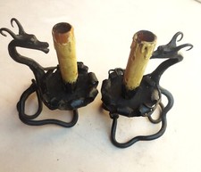 COPPIA CANDELABRI " TESTA DI DRAGO " INIZIO '900 "