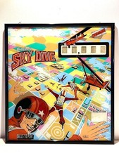 Gottlieb’s Flipper Backglass Sky Dive  1974 Framed Original Midcentury Vintage