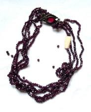 ANTICA COLLANA MEARINE GRANATI GRANATO CHIUSURA ARGENTO 925 STERLING