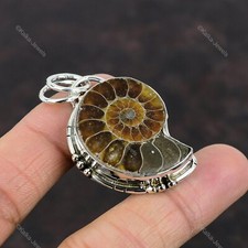 Ciondolo pietra fossile ammonite naturale vintage argento sterling 925 gioielli
