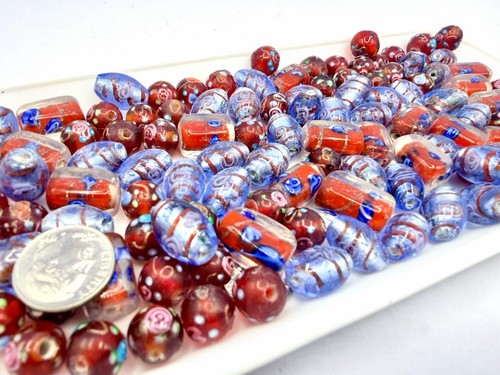 100 pezzi perline rosse blu - 100+,