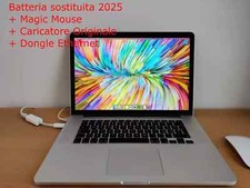 APPLE MACBOOK PRO 15" 2015 i7 SSD 256 GB RAM 16 GB + Batt sostituita 2025 + Acc