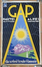 AFFICHE ANCIENNE PLM SKI MONTAGNE HAUTES ALPES GAP GASTON GORDE PLM 1932