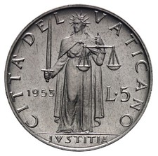 DN - Vaticano - 5 lire 1953 -