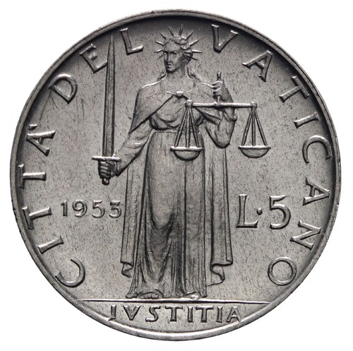 Vaticano 5 lire 1953 - vaticano,