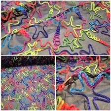 Tulle Nero Ricamato Con Stelle