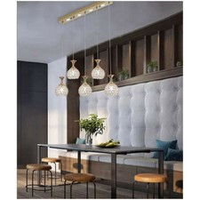 Lampadario soffitto led con cristalli oro 5 punti luce g9 ballon plafoniera 33w