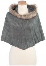 Poncho scialle grigio con
