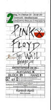 BIGLIETTO CONCERTO PINK FLOYD THE WALL INUTILIZZATO 1981 GERMANIA 14 FEBBRAIO