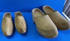 Coppia di Antichi Zoccoli Olandesi - Legno Grezzo da Unico Ceppo