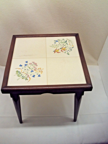 Sgabello fiori legno vintage