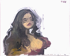 Dipinto Olio Ritratto Ragazza Boudoir Interno 16"x20" Tela Originale Firmato BVC