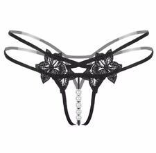 Sexy lingerie perizoma fantasia fiori con perle taglia unica