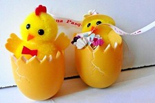 Decorazioni Pasquali  - Coppia di pulcini con ventosa + messaggio (come da foto)