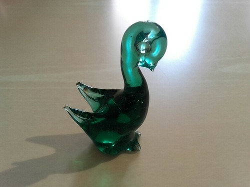Cigno verde vetro murano - cigno, "murano"