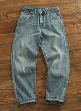 Jeans da lavoro vintage americani retrò stile Amekaji wabash a righe denim pantaloni