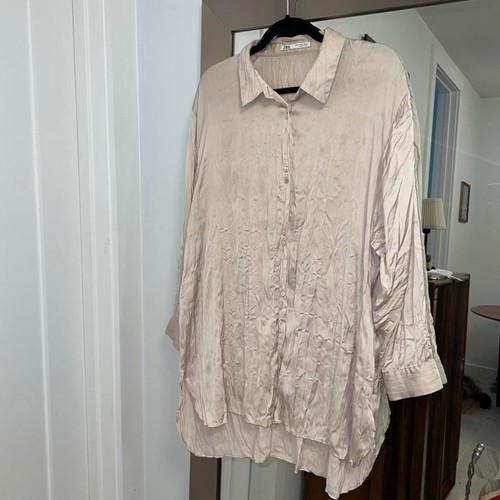 Zara satin button down shirt - button,