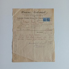1916 Unione Coloniali Coloniali Droghe Salumi Olii Borgomanero Fattura L633