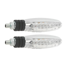 Coppia mini frecce moto LED omologate universali cromate gambo corto