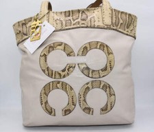 Borsa Coach Audrey Slim Tote Bag in crema e pitone