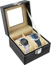 Scatola per Orologi in Pelle PU Porta Orologi a 2 Scomparti Scatola per Orologi 