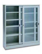 Armadio in Metallo con Ante Scorrevoli a Vetro temperato Dim. 150x45x200h